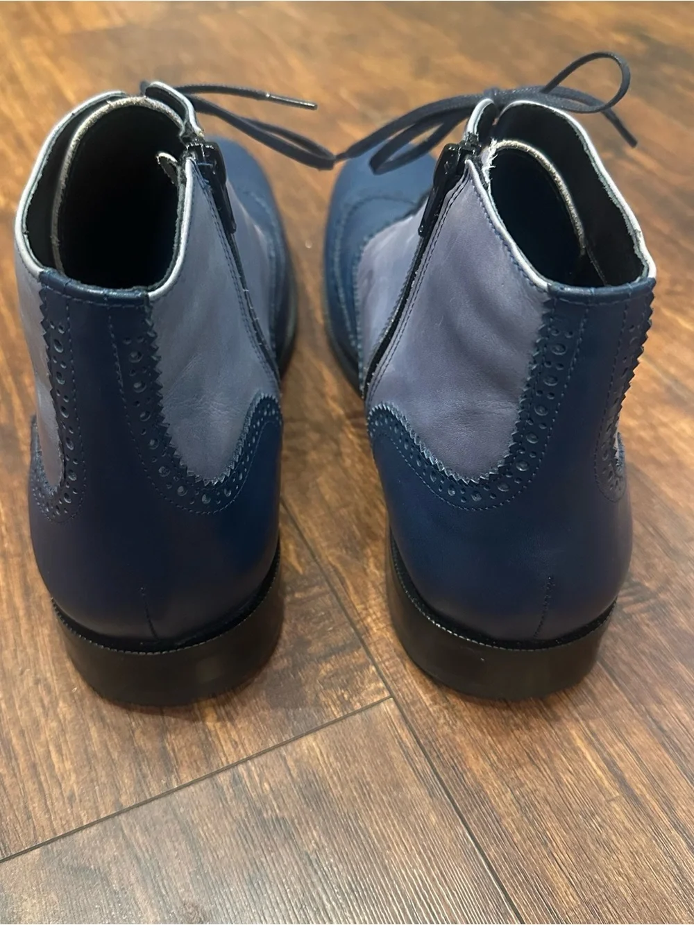 Girotti Mens Leather Brogue Ankle Boots Size 11 EUR 44 Navy Handmade Italy NWOT
